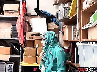 arab teenie shoplifter caught and fucked by security